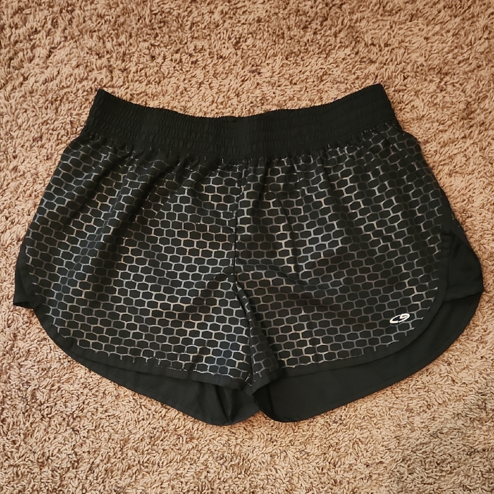Champion - Women's DuoDry Black Athletic Shorts with Mesh Design - Sz L